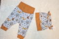 Bild 1 von 2 tlg. Baby Newborn-Set  Gr. 56 - Legging - Hose und  Mütze  - Jersey  hellgrau Reh/Fuchs