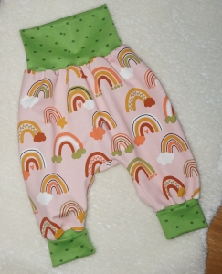 Schne-Pumphose-Gr-7480-----RAINBOW--STARS---FRENCH-TERRY-ROSE-