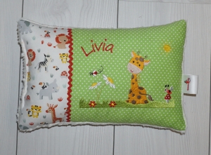 Niedliche-kleine-Giraffe--Name---Geburt-Taufe-personalisierte-Kissen-Kindergarten-Geschenk