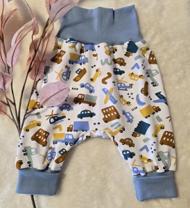 Se-Pumphose-Jersey-creme-bunte-Fahrzeuge-Gr-56-92-Baby-Kind-Junge-Mdchen-Baby-Hose