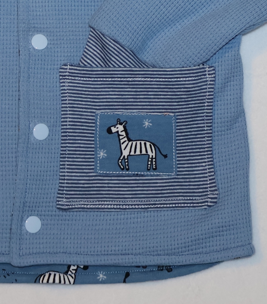 Bild 1 von Newborn Baby Set - Babyjacke - Pumphose & Mütze Jersey Blau - Safari Tiere Gr. 62/68