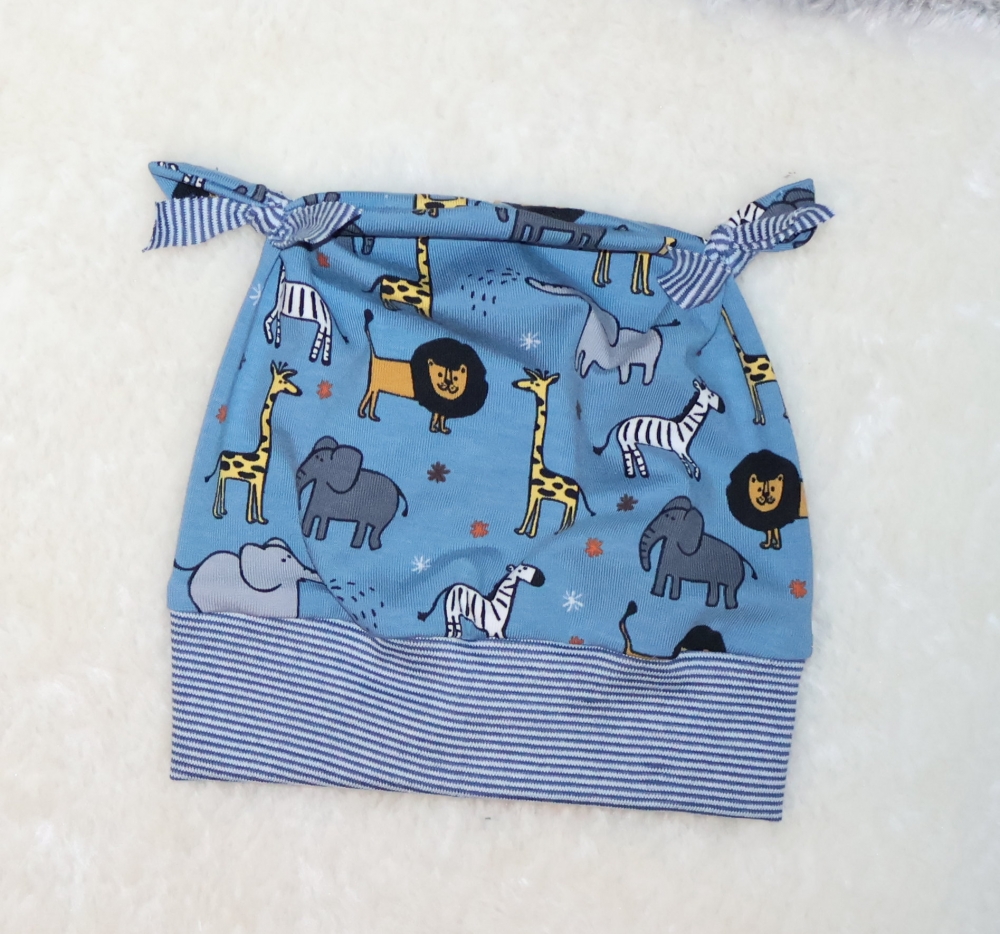 Bild 1 von Newborn Baby Set - Babyjacke - Pumphose & Mütze Jersey Blau - Safari Tiere Gr. 62/68