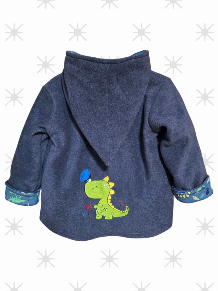 Bild 1 von Baby Jacke mit Kapuze Gr. 92 - Übergangsjacke  Jersey Dino blau - Junge