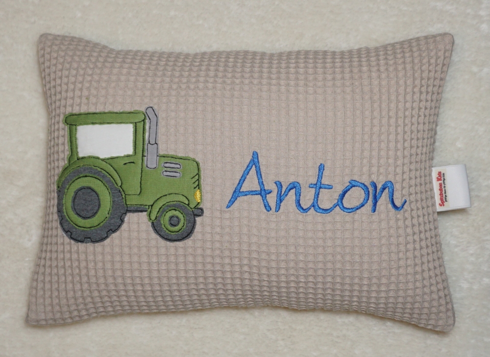 Bild 1 von Toller Traktor & Name - Personalisierte Kissen, Geschenk zur Geburt und Taufe, Kissen mit Namen