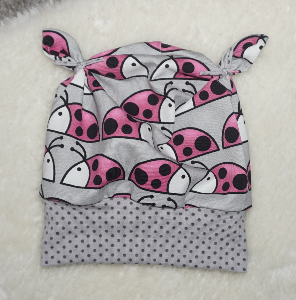 Bild 1 von Newborn Baby Set - Pumphose & Mütze Jersey Grau Marienkäfer Gr. 50-68