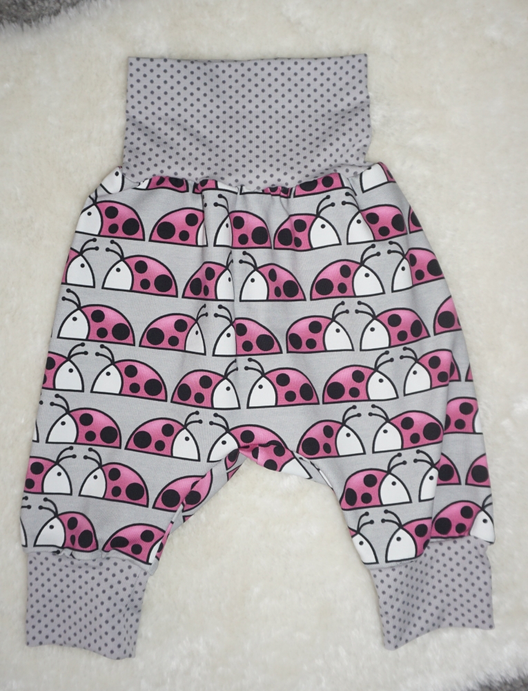 Bild 1 von Newborn Baby Set - Pumphose & Mütze Jersey Grau Marienkäfer Gr. 50-68