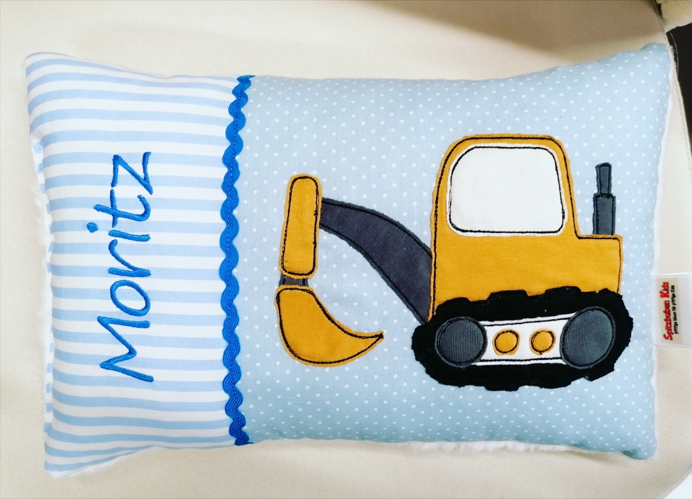 Bild 1 von Toller Bagger - Personalisierte Kissen, Geschenk zur Geburt, Kissen mit Namen