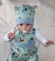 Bild 3 von Süße Baby Pumphose, Mütze & Halstuch Gr. 50-68, Jersey grün Fuchs Geburt, Geschenk, Newborn