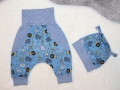 Bild 2 von Newborn Baby Set - Babyjacke - Pumphose & Mütze Jersey Blau - Safari Tiere Gr. 62/68