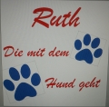 Bild 1 von Hund - Namenskissen - für Hundeeltern - Hülle und Inlett - 40x60 cm  / (Stoffvarianten) Hund beige/Vichy / (Stickbild) 2 Namen, 2 Pfoten