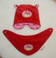 Bild 3 von New Born Babymütze  und Halstuch - Stretchcord rot Jersey Rosa Fliegenpilze