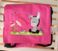 Bild 4 von Kindergartentasche, Umhängetasche, Tasche - Esel auf der Wiese und Namen  / (Farbe) hellblau