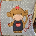 Bild 3 von Niedliche Affen Kissen - Personalisierte Kissen, Geschenk zur Geburt, Kissen mit Namen  / (Hauptfarbe) grau Punkte / (Kissenvariante/Größe) 30x40cm Hülle&Inlett / (Stickmotiv) Affe am Ast