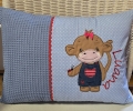 Bild 5 von Niedliche Affen Kissen - Personalisierte Kissen, Geschenk zur Geburt, Kissen mit Namen  / (Hauptfarbe) grau Punkte / (Kissenvariante/Größe) 30x40cm Hülle&Inlett / (Stickmotiv) Affe am Ast