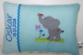 Namenskissen, Kuschelkissen mit Name & Geburtsdatum und niedlichen Elefant 20x30 cm