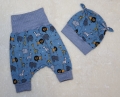 Bild 1 von Newborn Baby Set - Pumphose & Mütze Jersey Blau - Safari Tiere Gr. 50-62