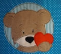 Bild 2 von Namenskissen Doodle Stickerei Teddy  Herz oder Hallo Teddy und Namen  30x30 cm