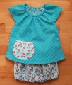 Bild 2 von Bluse & Spielhose Gr. 74 hellblau/türkis Blumen