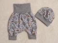 Bild 1 von Newborn Baby Set - Pumphose & Mütze Jersey Grau Fuchs & Reh Gr. 50-62