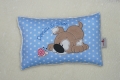 Bild 3 von Kuschelkissen, Namenskissen Hund mit Käferchen/Schnecke 20x30 cm  / (Stoffvariante) blau Streifen / (Stickmotiv) Hund Käferchen