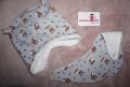 Set - Babymütze Kindermütze Wintermütze und Halstuch - Jersey grau Reh & Teddyfell