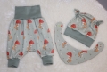 Newborn, Baby Pumphose, Mütze & Halstuch Gr. 56, Geschenk zur Geburt, Babyparty, Homecoming Set