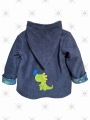 Bild 1 von Baby Jacke mit Kapuze Gr. 92 - Übergangsjacke  Jersey Dino blau - Junge