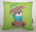 Bild 3 von Namenskissen, Kuschelkissen Doodle Stickerei Hund und Namen 40x40 cm  / (Stoffvarianten) grün Sterne / (Stickmotiv) Hund Ballon