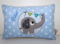 Bild 6 von Kuschelkissen, Namenskissen Motiv Elefant & Wimpel 20x30 cm  / (Stoffvarianten) hellblau Punkte