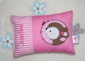 Bild 1 von Namenskissen, Kuschelkissen Reh Button & Name 30x40 cm  / (Stoffvarianten) rosa Sterne / (Kissenvarianten)  Teddystoff / (Geburtsdaten) Name & Geburtsdatum 