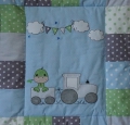 Bild 3 von Krabbeldecke, Babydecke, Patchworkdecke grau blau grün mit Applikation