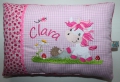 Bild 1 von Namenskissen, Kuschelkissen Motiv Einhorn mit Igelchen & Name 20x30 cm  / (Stoffvarianten) rosa Punkte