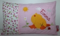 Bild 1 von Namenskissen, Kuschelkissen Motiv Entlein & Name 20x30 cm  / (Stoffvarianten) rosa Vichy