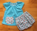 Bluse & Spielhose Gr. 74 hellblau/türkis Blumen