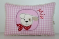 Bild 1 von Kuschelkissen, Namenskissen Motiv Hund mit Halstuch 20x30 cm  / (Stoffvarianten) rosa Sterne