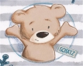 Bild 4 von Namenskissen Doodle Stickerei Teddy  Herz oder Hallo Teddy und Namen  30x30 cm  / (Stoffvarianten) hellblau Punkte / (Stickmotiv) Teddy Hallo