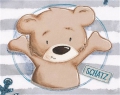 Bild 4 von Namenskissen Doodle Stickerei Teddy  Herz oder Hallo Teddy und Namen  30x30 cm  / (Stoffvarianten) hellblau Sterne / (Stickmotiv) Teddy Herz