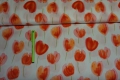 Baumwollstoff-Webware- orangene Tulpen auf Weiss