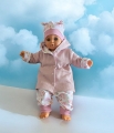 Bild 1 von Baby Set Gr. 74/80 - Babyjacke - Pumphose, Mütze & Halstuch Jersey Rosa Regenbogen - Geschenk Geburt