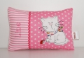 Bild 1 von Namenskissen, Kuschelkissen Katze mit Marienkäfer & Namen 20x30 cm  / (Stoffvariante) blau Streifen/Punkte / (Geburtsdaten) Name & Geburtsdatum