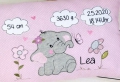 Bild 8 von Namenskissen mit allen Geburtsdaten - 30x45 cm - Hülle und Inlett  / (Stoffvarianten) rosa Punkte / (Stickmotiv) Elefant