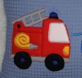 Bild 2 von Geburtskissen-Namenskissen-personalisiertes Kissen - Traktor - Feuerwehr  u.s.w. & Name - 25x35 cm  / (Stoffvariante) altrosa / (Motiv) Krankenwagen / (Kissenvariante) Komplett Kissen