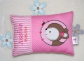 Bild 2 von Namenskissen, Kuschelkissen Reh Button & Name 30x40 cm  / (Stoffvarianten) rosa Sterne / (Kissenvarianten)  Teddystoff / (Geburtsdaten) Name & Geburtsdatum 