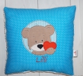 Bild 1 von Namenskissen Doodle Stickerei Teddy  Herz oder Hallo Teddy und Namen  30x30 cm