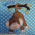 Bild 7 von Niedliche Affen Kissen - Personalisierte Kissen, Geschenk zur Geburt, Kissen mit Namen  / (Hauptfarbe) grau Punkte / (Kissenvariante/Größe) 30x40cm Hülle&Inlett / (Stickmotiv) Affe am Ast