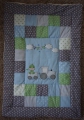 Bild 2 von Krabbeldecke, Babydecke, Patchworkdecke grau blau grün mit Applikation