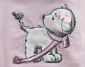 Bild 3 von Namenskissen Doodle Stickerei Hund mit Vöglein und Namen  30x30 cm  / (Stoffvarianten) rosa herzen / (Stickmotiv) Hund & Vogel