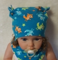 Bild 2 von New Born Babymütze  und Halstuch - Jersey Petrol Füchse, hellblau