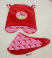 Bild 5 von New Born Babymütze  und Halstuch - Stretchcord rot Jersey Rosa Fliegenpilze