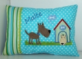 Bild 1 von Namenskissen, Kuschelkissen Motiv Mein Freund Benno & Name 20x30 cm  / (Stoffvarianten) blau Punkte